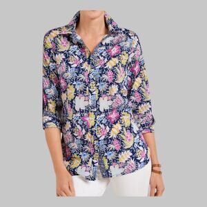 Talbots Lush Garden Button Up Long Sleeve Bloomcore Cottagecore Office Top M